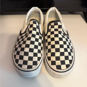 Vans Platform Checkered Slip-Ons - Black and White
